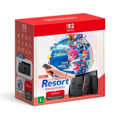 Console Nintendo Switch 2, 256GB, Wi-Fi, Bluetooth, Bundle Nintendo Switch Sports Resort, Light Blue e Light Red - 045496886820