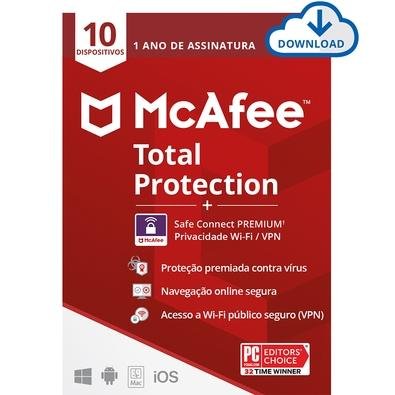 McAfee Total Protection - Proteção para 10 Dispositivos, VPN para 5 Dispositivos - 1 ano - Digital para download