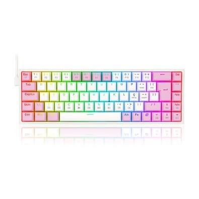 Teclado Mecânico Gamer Redragon Castor, RGB, Switch Brown, ABNT2, Branco e Rosa - K631WP-RGB (PT-BROWN)