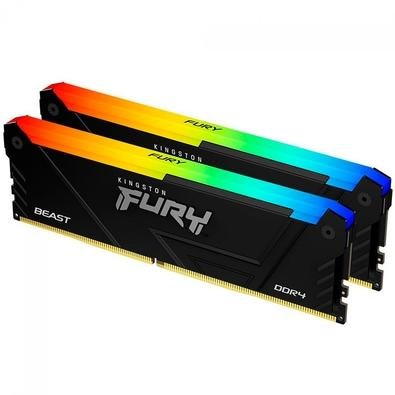 Memória Kingston Fury Beast RGB, 16GB (2x8GB), 3733MHz, DDR4, CL19, Preto - KF437C19BB2AK2/16