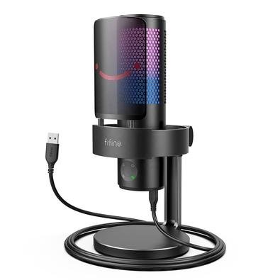 Microfone Streamer de Mesa Fifine Ampligame, RGB, Cardioide, Omnidirecional, USB, Branco - A9