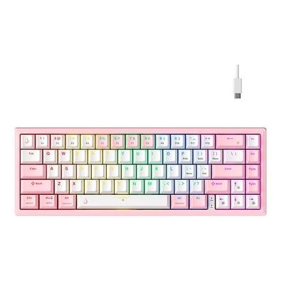 Teclado Mecânico Gamer Rise Mode GM1 Pro White and Pink RGB Switch Outemu Blue - RM-TCM-GM1P-WPBLUE