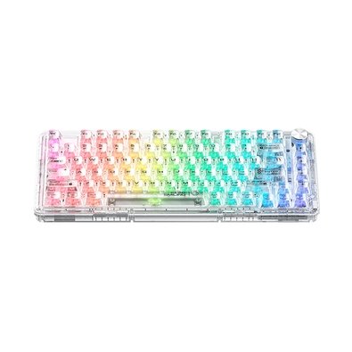 Teclado Mecânico Gamer Machenike K500f-B81 CRYSTAL, 75%, Switch Crystal Tátil Hot-Swappable, Branco Transpar4ente - JJ02GR005