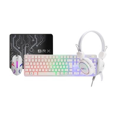 Kit Gamer BRX CB-G593W, Teclado RGB, USB 2.0 + Mouse RGB, DPI 1200 + Headset Gamer + MousePad 250x210x2mm, Branco - CB-G593W