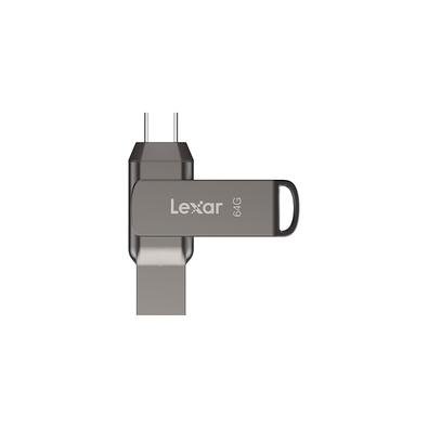 Pen Drive Lexar JumpDrive Dual Drive D400 64GB, USB 3.1 Type-C, 130MB/s, Cinza- LJDD400064G-BNQNU