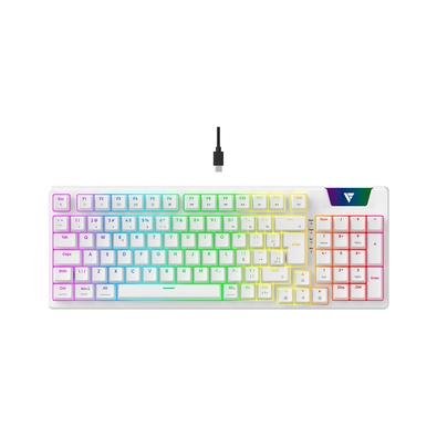 Teclado Mecanico Gamer Force One Atlas Pro, RGB, Switchs Huano Vermelho, Hotswap, Cabo Removível, Branco - FR.TC.AP.01