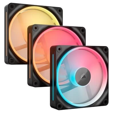 Kit com 3 Ventoinhas Corsair LX-R RGB Series, iCUE LINK LX120-R RGB, 120mm, Preto- CO-9051050-WW