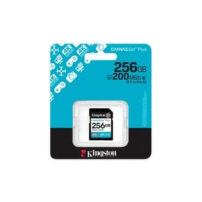Cartão de memória Kingston, SDXC Canvas Go Plus, 256GB, Gen4, 200MB/s - SDG4/256GB