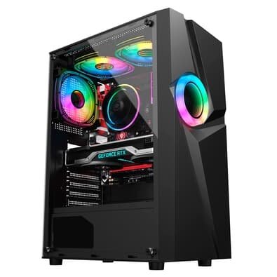 Gabinete Gamer Kalkan Muspel, Mid Tower, ATX, Lateral em Vidro Temperado, Preto - KLK00035