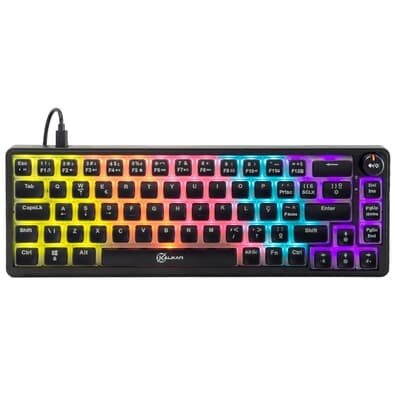Teclado Mecanico Gamer Kalkan Drakar, RGB, Switches YH Marrom, Layout 65%, USB Tipo-C, ABNT2, Preto - KLK00052