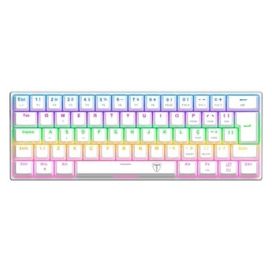 Teclado Mecânico Gamer T-Dagger Arena 60%, RGB, Switch Dust-proof Marrom, USB Tipo-C, ABNT2, Branco - T-TGK321W-BR