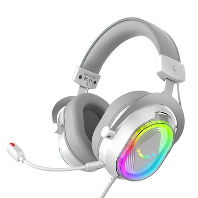 Headset Gamer Fifine AmpliGame H13, 7.1 Surround, Microfone Removível, RGB, para PC/PS5/Xbox, Branco - H13W