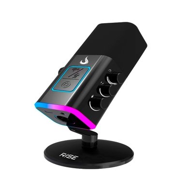 Microfone Gamer De Mesa Rise Mode Noisy Cube 01, RGB, USB, Preto - RM-MNC-01-B