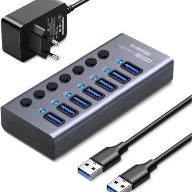 HUB Comtac Power Switch USB-A 3.0, para 7x USB-A 3.0, Alumínio - 24129450