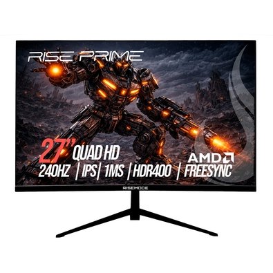 Monitor Gamer Rise Mode Prime 27", QHD, 240Hz, 1ms, IPS, FreeSync, HDR 400, HDMI e DisplayPort, Preto - RM-MOG-27F2402K-B