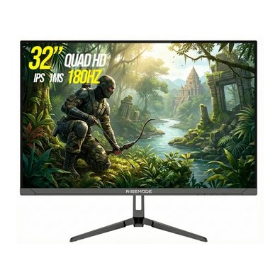 Monitor Gamer Rise Mode 32", QHD, 180Hz, 1ms, IPS, HDMI e DisplayPort, Som Integrado, Preto - RM-MONV01-32F1802K-B