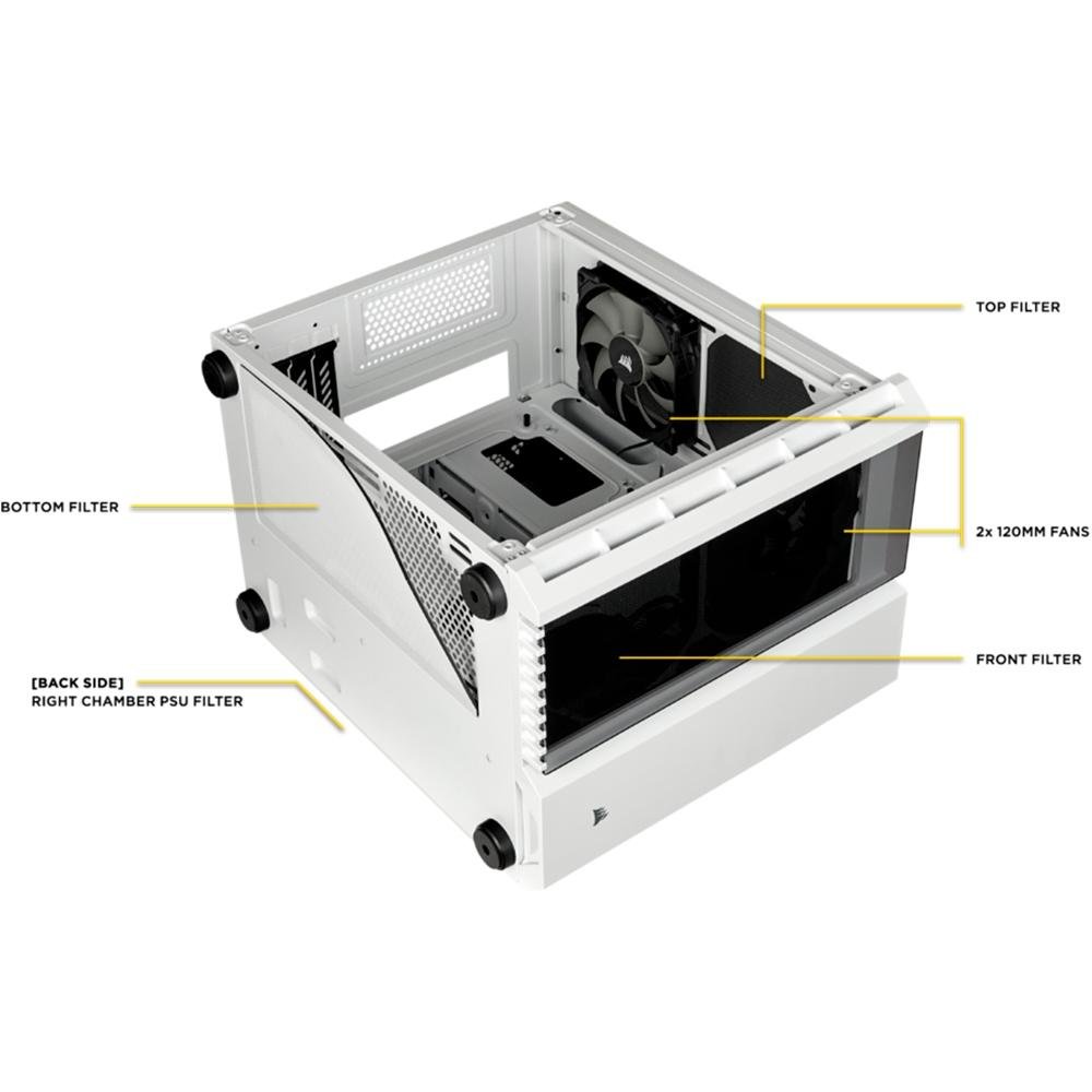 Gabinete Gamer Corsair Crystal Series 280X, Lateral em Vidro Temperado, Branco - CC-9011136-WW