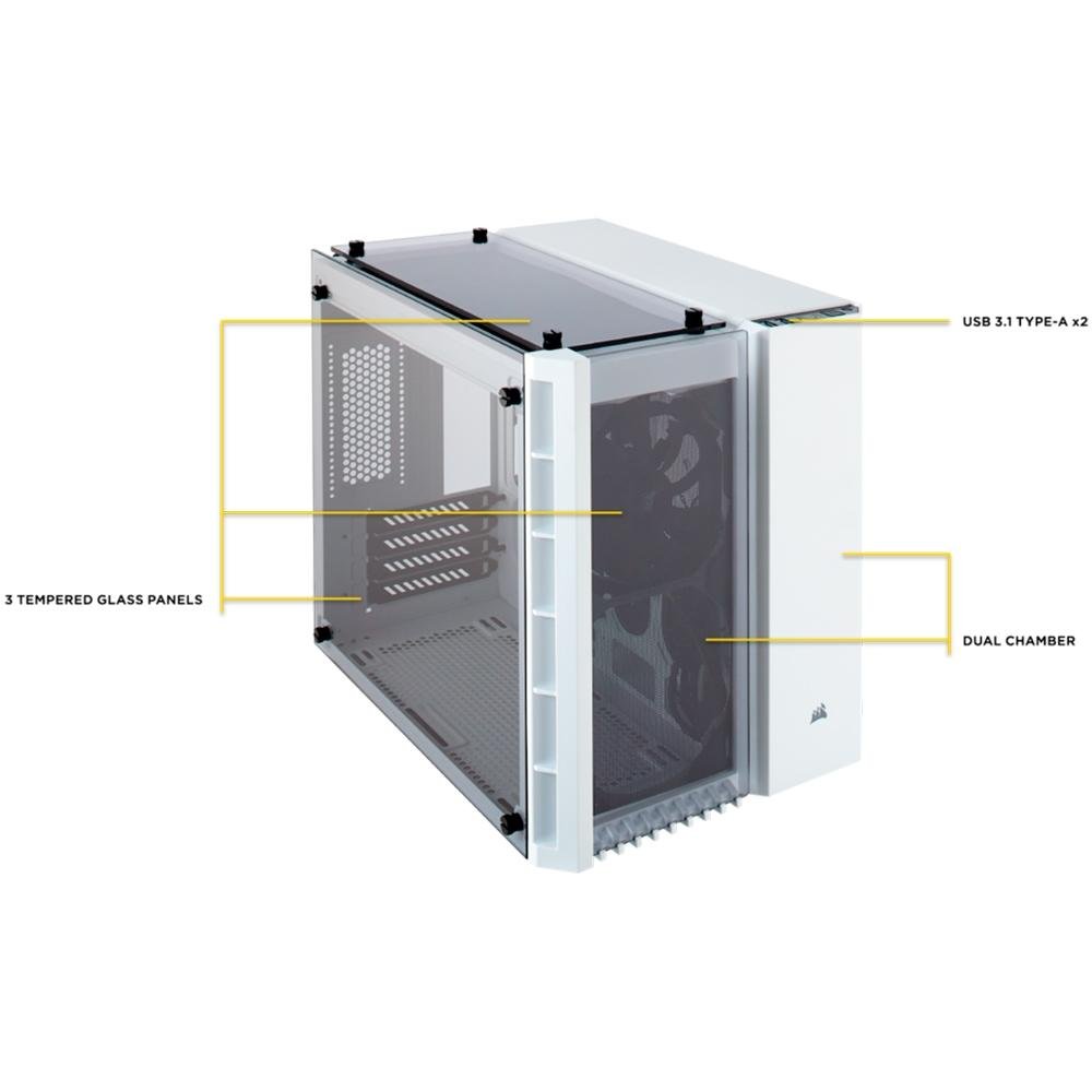 Gabinete Gamer Corsair Crystal Series 280X, Lateral em Vidro Temperado, Branco - CC-9011136-WW