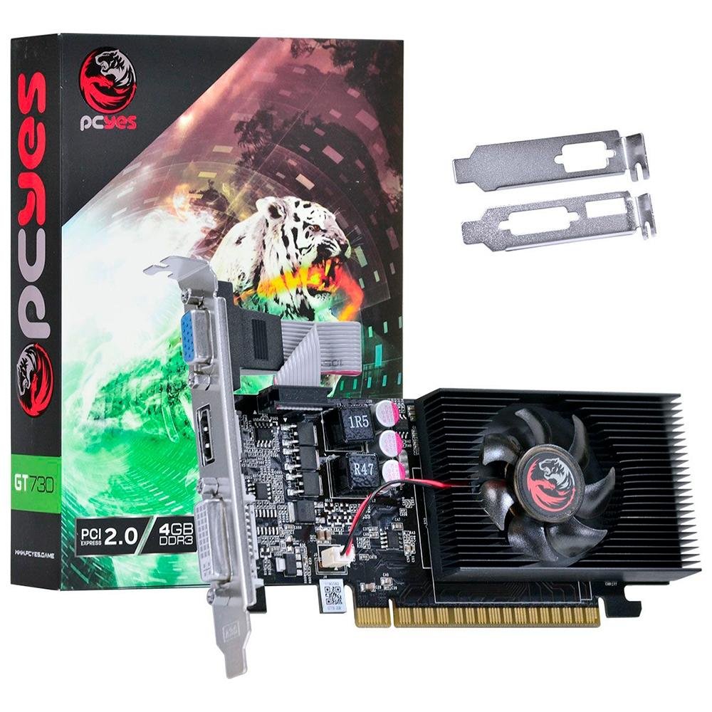 Placa de Vídeo PCYes NVIDIA GeForce GT 730 4GB, DDR3 - PW730GT12804D3LP Placa de Vídeo PCYes NVIDIA GeForce GT 730 4GB, DDR3 - PW730GT12804D3LP