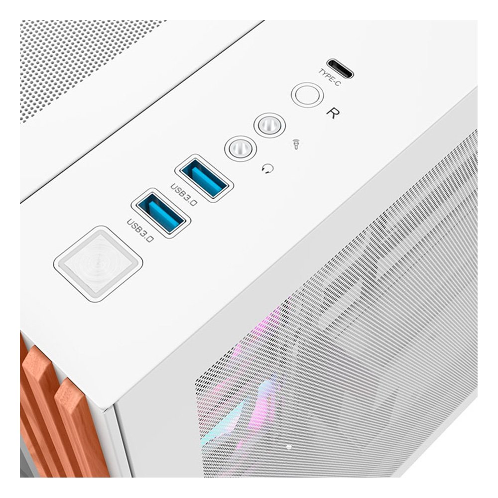 Gabinete Gamer Thermaltake View 380 Wood Style, Mid-Tower, 2x Painéis de Vidro, 4x FANs CT120 ARGB, Snow - CA-1Z2-00M6WN-WS