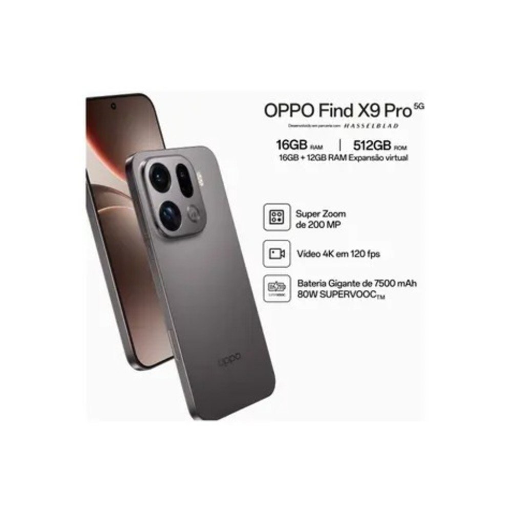 Oppo Find X9 Pro 512GB チタニウムグレー Produtos com até 15 OFF no PIX KaBuM