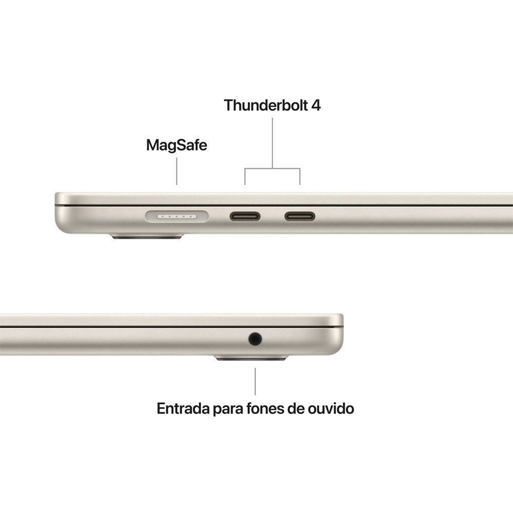 MacBook Air Apple 15" Chip M5, CPU de 10 Núcleos, GPU de 10 Núcleos, Neural Engine de 16 Núcleos, 1TB, Estelar - MDVE4BZ/A
