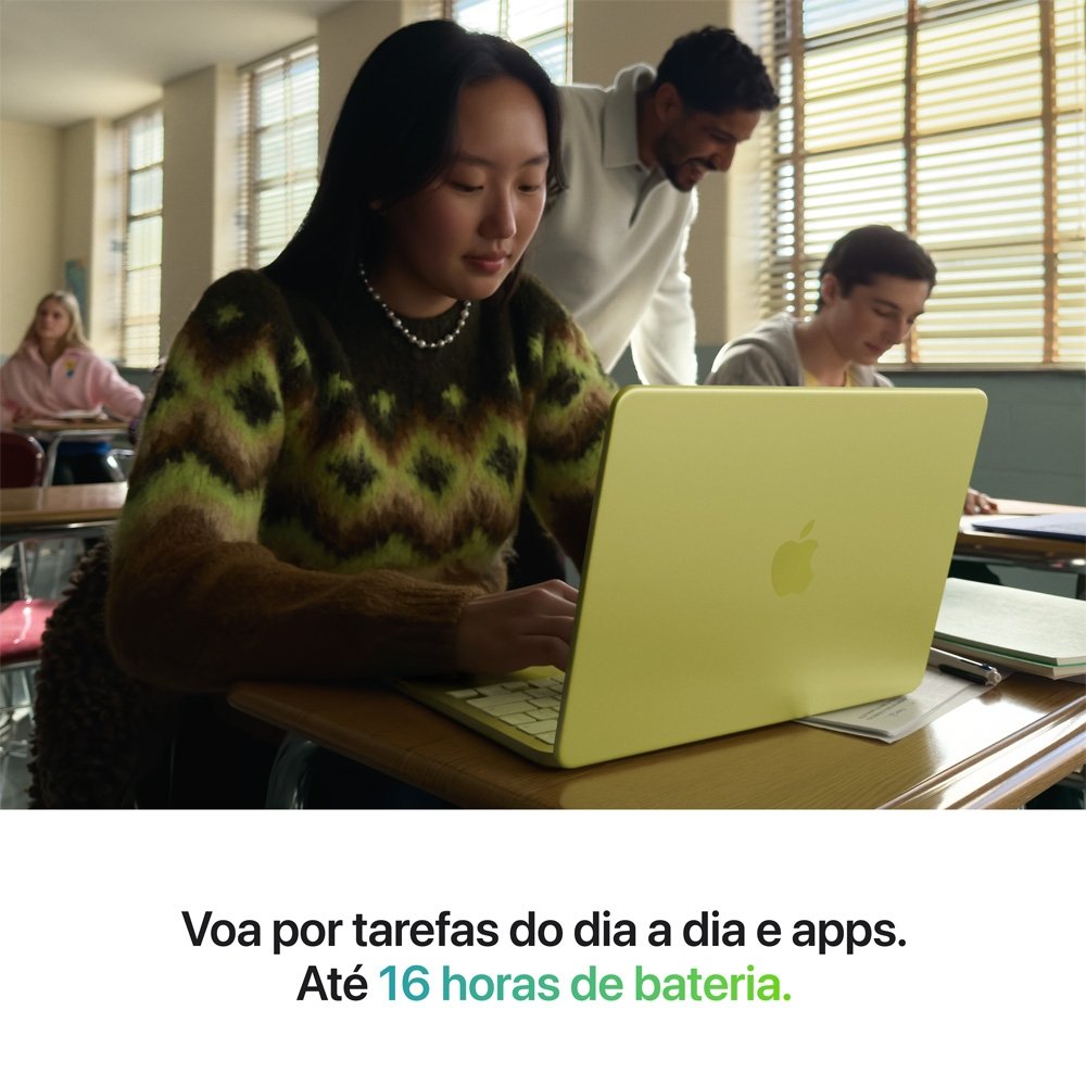 MacBook Neo Apple 13" Chip A18 Pro, CPU de 6 Núcleos, GPU de 5 Núcleos, 256GB, Amarelo-cítrico - MHFD4BZ/A