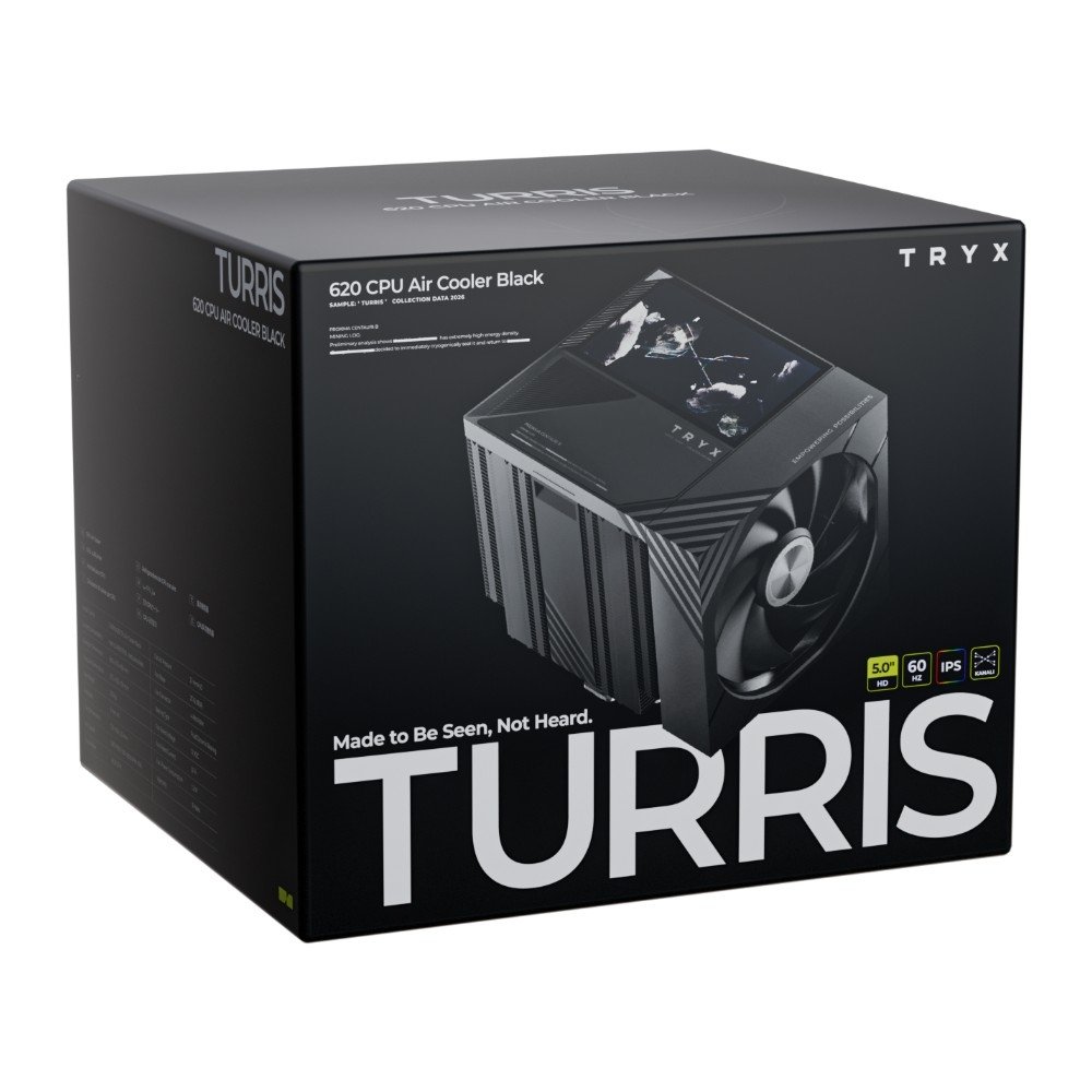 Air Cooler TRYX Turris T620, Dual Tower, Display LCD 5 Polegadas, 6 Heat Pipes, 2 Ventoinhas 120mm, AMD e Intel, Preto - H-T620N-DM2M-G0K Air Cooler TRYX Turris T620, Dual Tower, Display LCD 5 Polegadas, 6 Heat Pipes, 2 Ventoinhas 120mm, AMD e Intel, Preto - H-T620N-DM2M-G0K