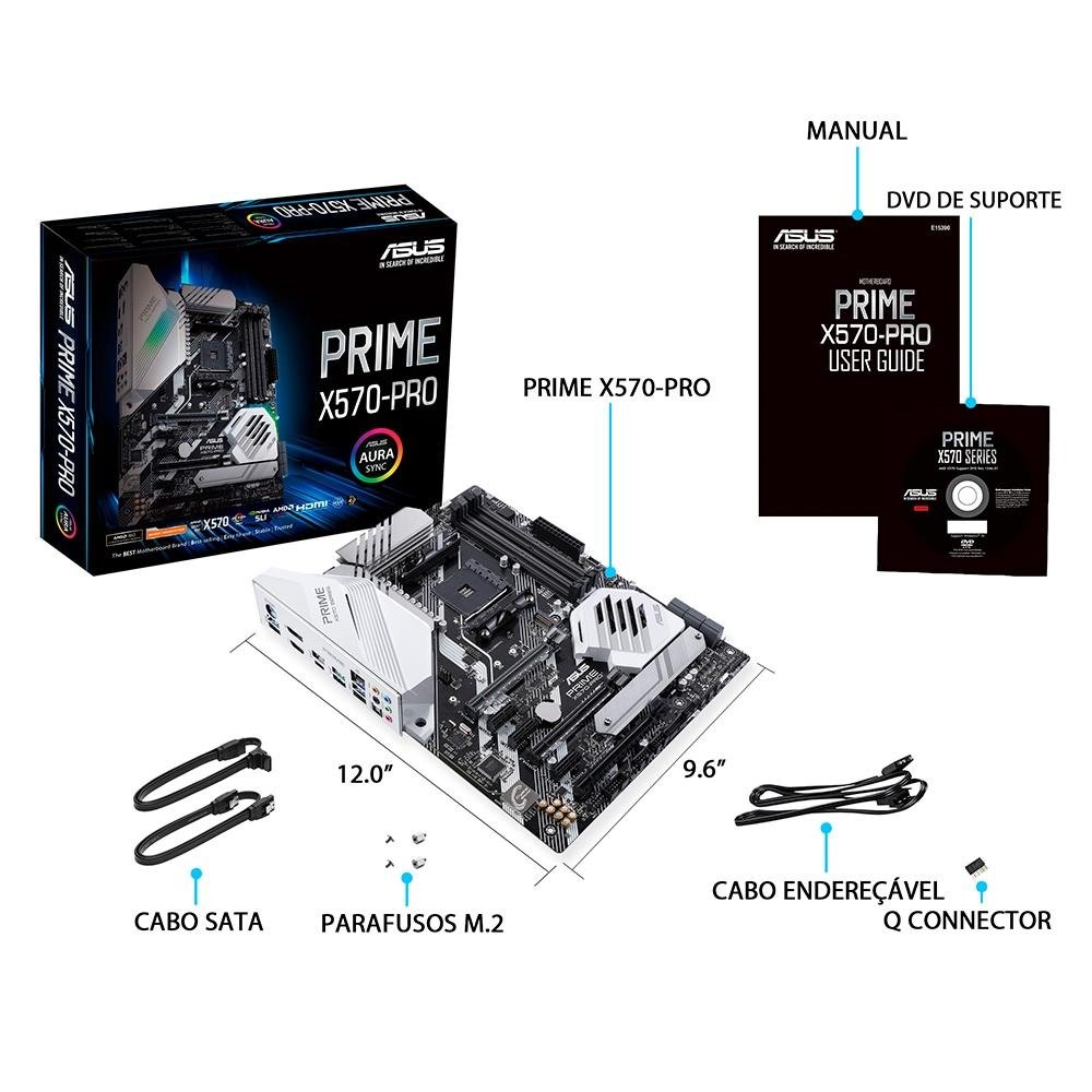 Placa Mãe Asus Prime X570-Pro, AM4, DDR4 | KaBuM!