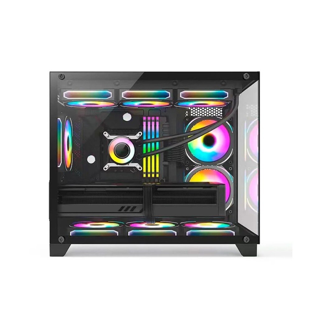 Gabinete Gamer Husky Dome 210, Mini Tower, M-ATX, Lateral e Frontal em Vidro, Sem FANs, Preto + Water Cooler Husky Freezy, ARGB, 360mm, AMD e Intel, Preto Gabinete Gamer Husky Dome 210, Mini Tower, M-ATX, Lateral e Frontal em Vidro, Sem FANs, Preto + Water Cooler Husky Freezy, ARGB, 360mm, AMD e Intel, Preto