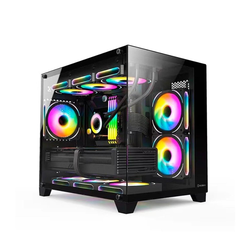 Gabinete Gamer Husky Dome 210, Mini Tower, M-ATX, Lateral e Frontal em Vidro, Sem FANs, Preto + Water Cooler Husky Freezy, ARGB, 360mm, AMD e Intel, Preto Gabinete Gamer Husky Dome 210, Mini Tower, M-ATX, Lateral e Frontal em Vidro, Sem FANs, Preto + Water Cooler Husky Freezy, ARGB, 360mm, AMD e Intel, Preto