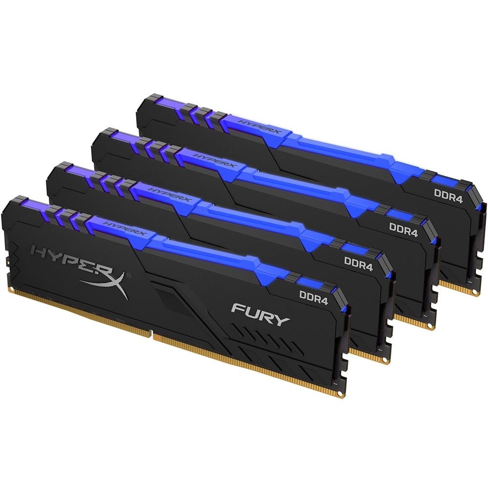 Memória HyperX Fury RGB, 64GB (4x16GB), 3200MHz, DDR4, CL16, Preto - HX432C16FB3AK4/64 Memória HyperX Fury RGB, 64GB (4x16GB), 3200MHz, DDR4, CL16, Preto - HX432C16FB3AK4/64