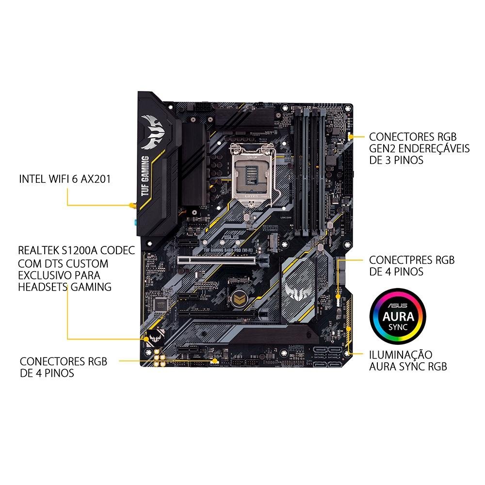 Placa-Mãe Asus TUF Gaming B460-PRO (Wi-Fi), Intel LGA 1200, ATX