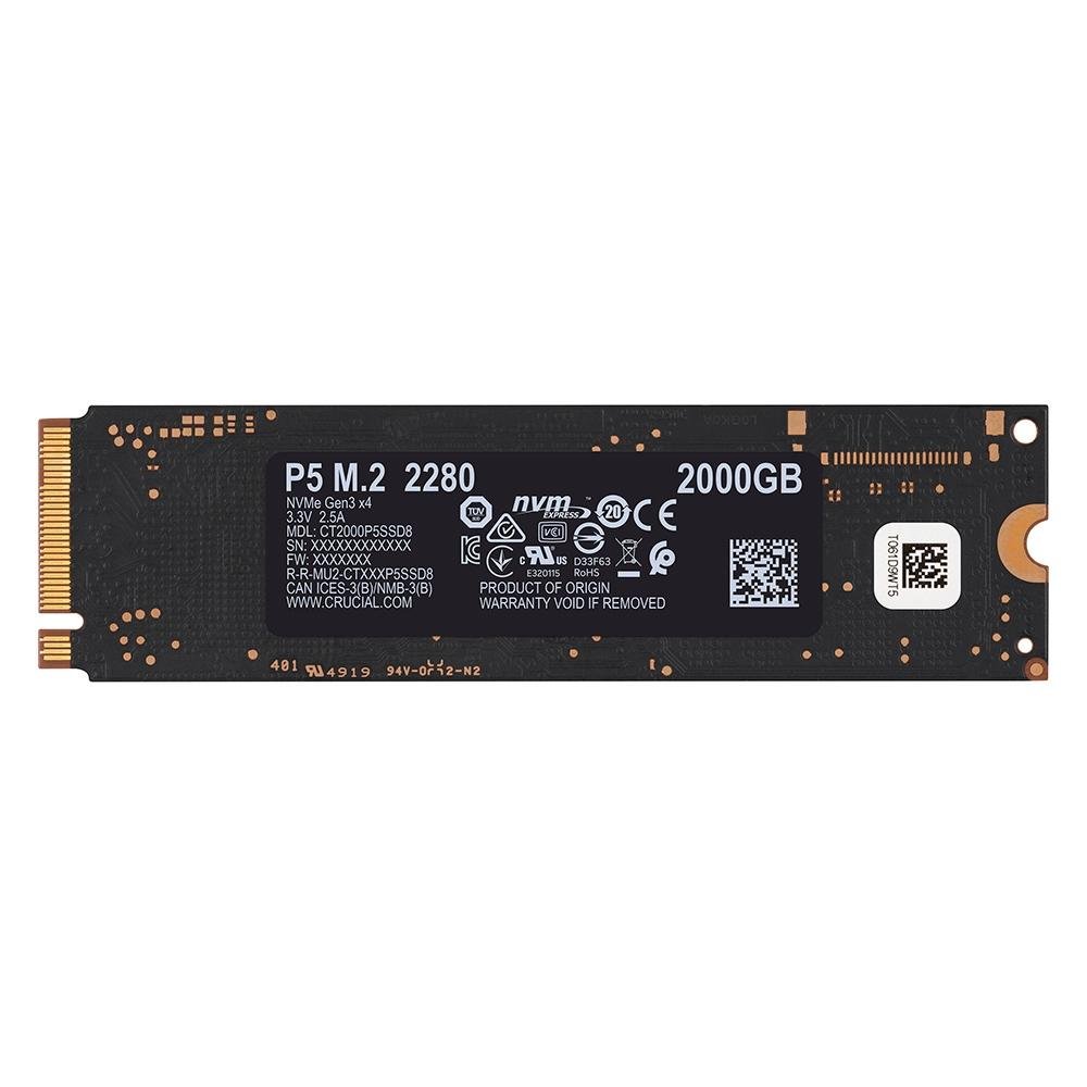 内蔵型SSD Crucial P5 M.2 2280 2000GB SSD SSD Crucial P5, 2TB, M.2 NVMe | KaBuM!