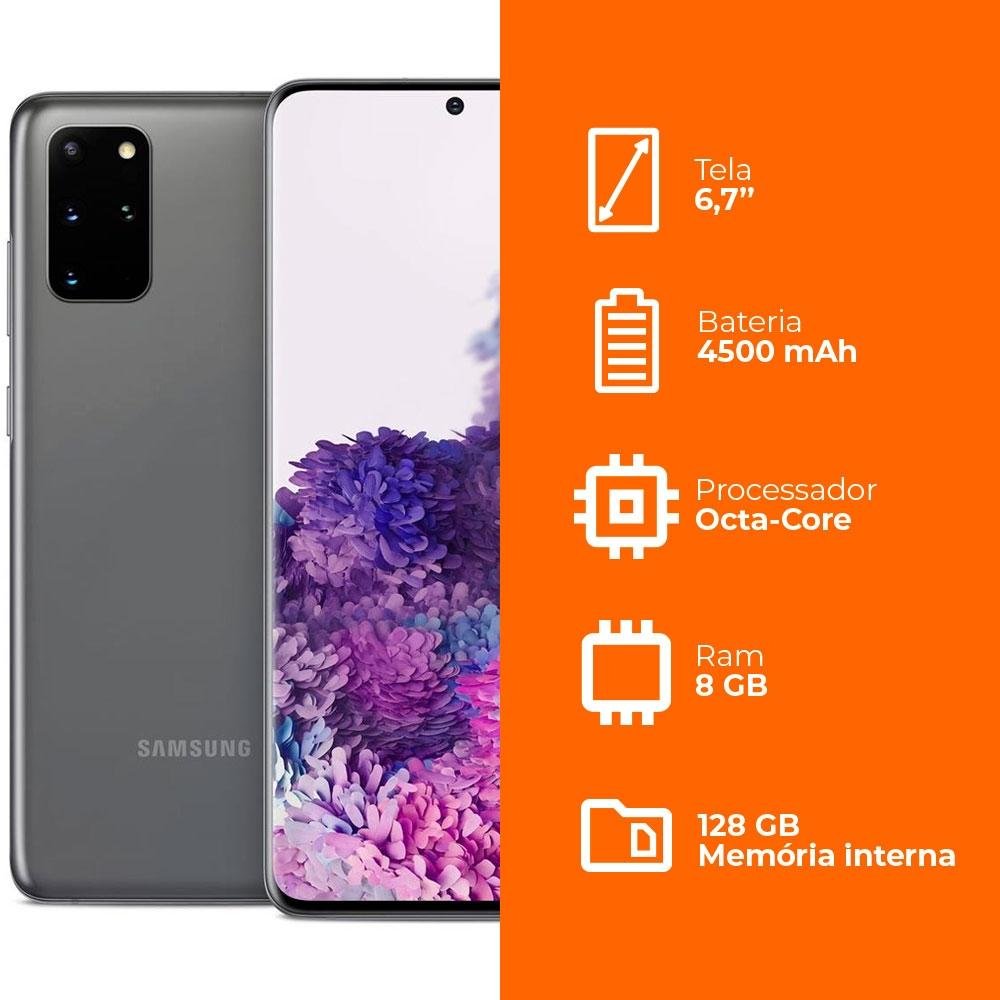 Smartphone Samsung Galaxy S20+, 128GB, 64MP, Tela 6.7´, Cosmic