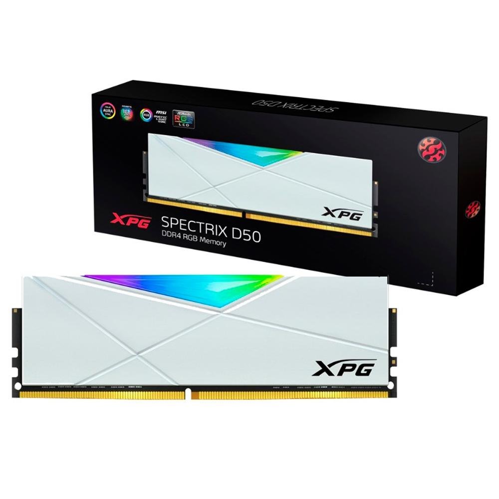 Memória XPG Spectrix D50, RGB, 8GB, 3200MHz, DDR4, CL16, White