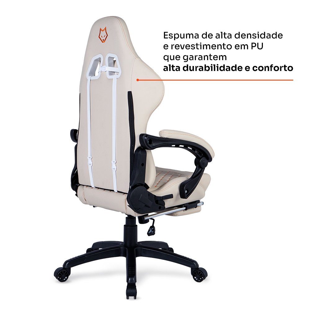 Cadeira Gamer Husky Tempest 700, Até 145kg, Almofadas, Reclinável 150º, PU, Descanso para Pés, Branca - HCG700BR - view 6