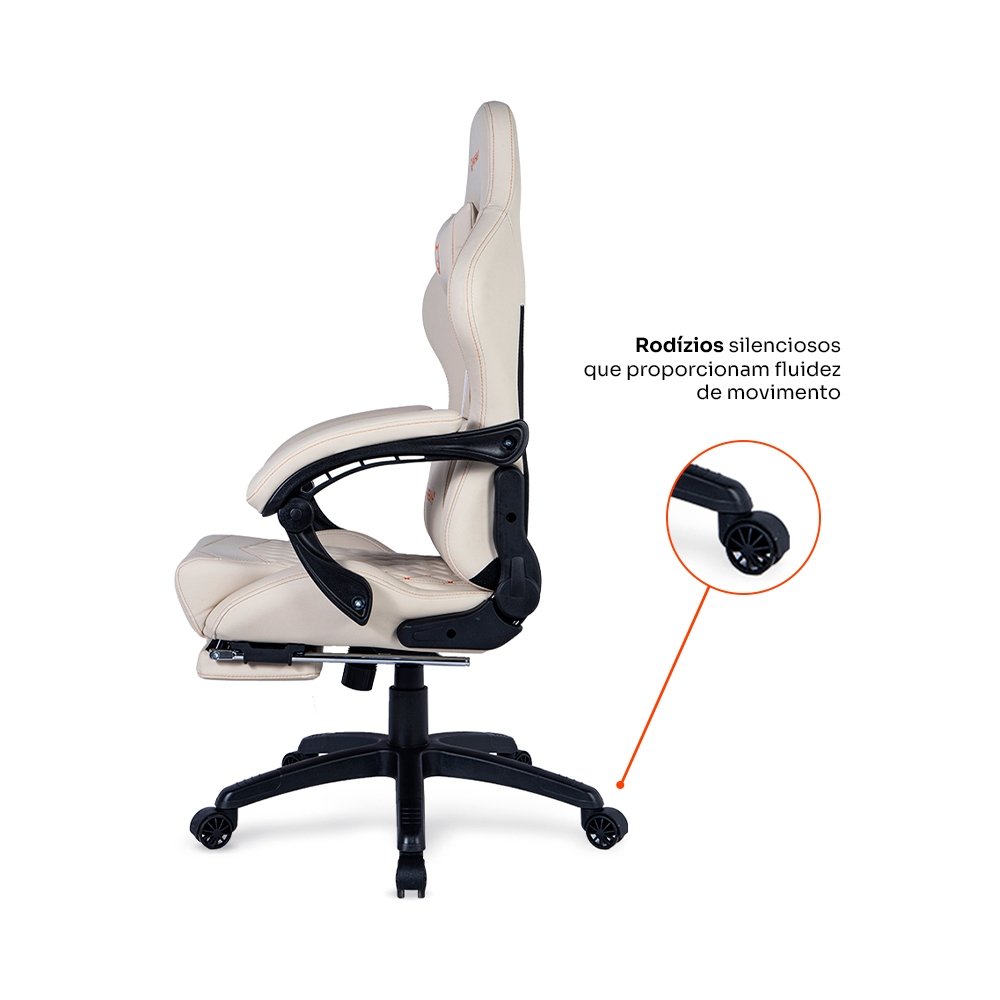 Cadeira Gamer Husky Tempest 700, Até 145kg, Almofadas, Reclinável 150º, PU, Descanso para Pés, Branca - HCG700BR - view 11