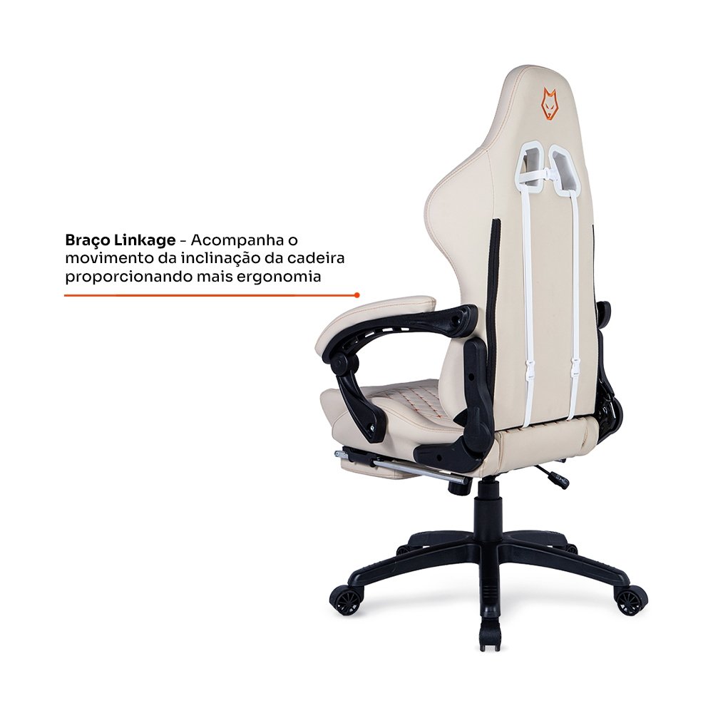 Cadeira Gamer Husky Tempest 700, Até 145kg, Almofadas, Reclinável 150º, PU, Descanso para Pés, Branca - HCG700BR Cadeira Gamer Husky Tempest 700, Até 145kg, Almofadas, Reclinável 150º, PU, Descanso para Pés, Branca - HCG700BR