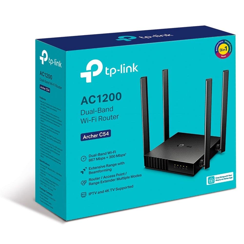 Roteador TP-Link ARCHER C54 Wireless, AC1200, Dual Band, 4x Antenas, 1x Porta WAN, 4x Porta LAN - TPN0246