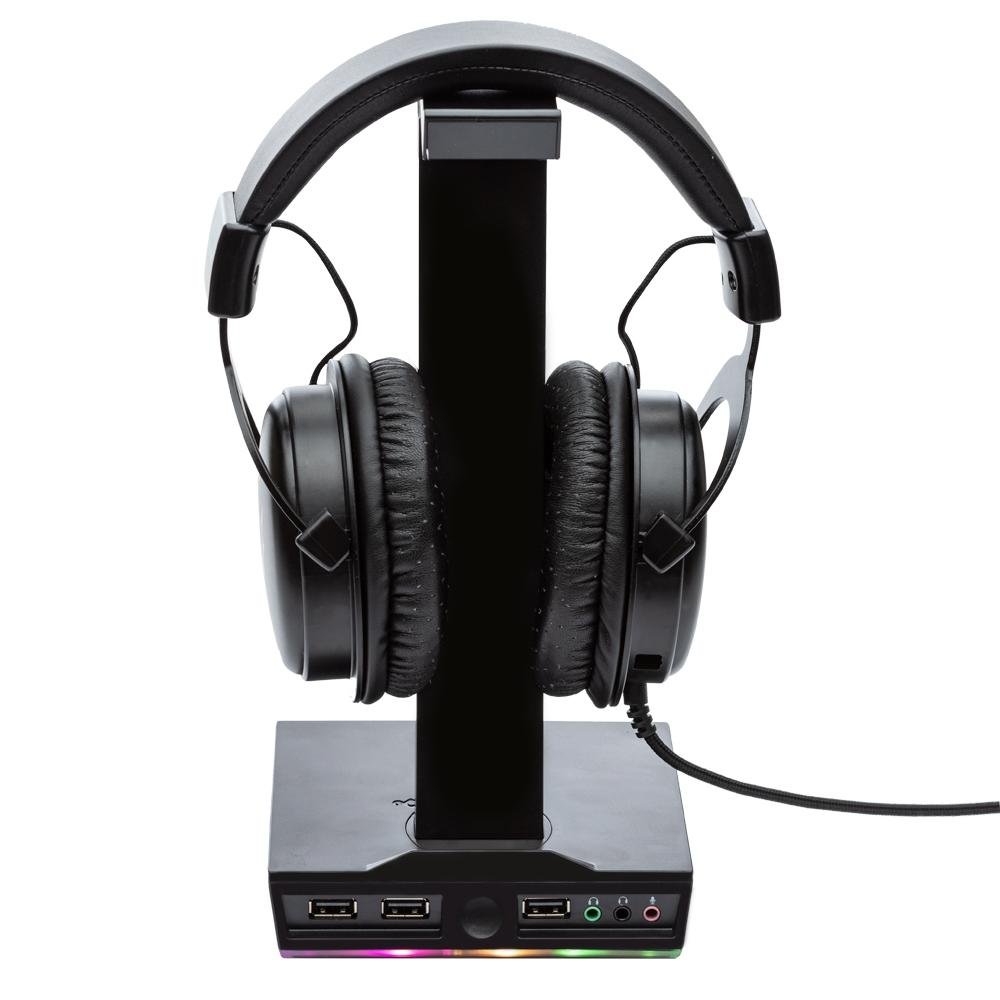 Suporte de Headset Gamer, Husky Gaming Blizzard, RGB, 3x USB, Com Placa de som - HGMD015