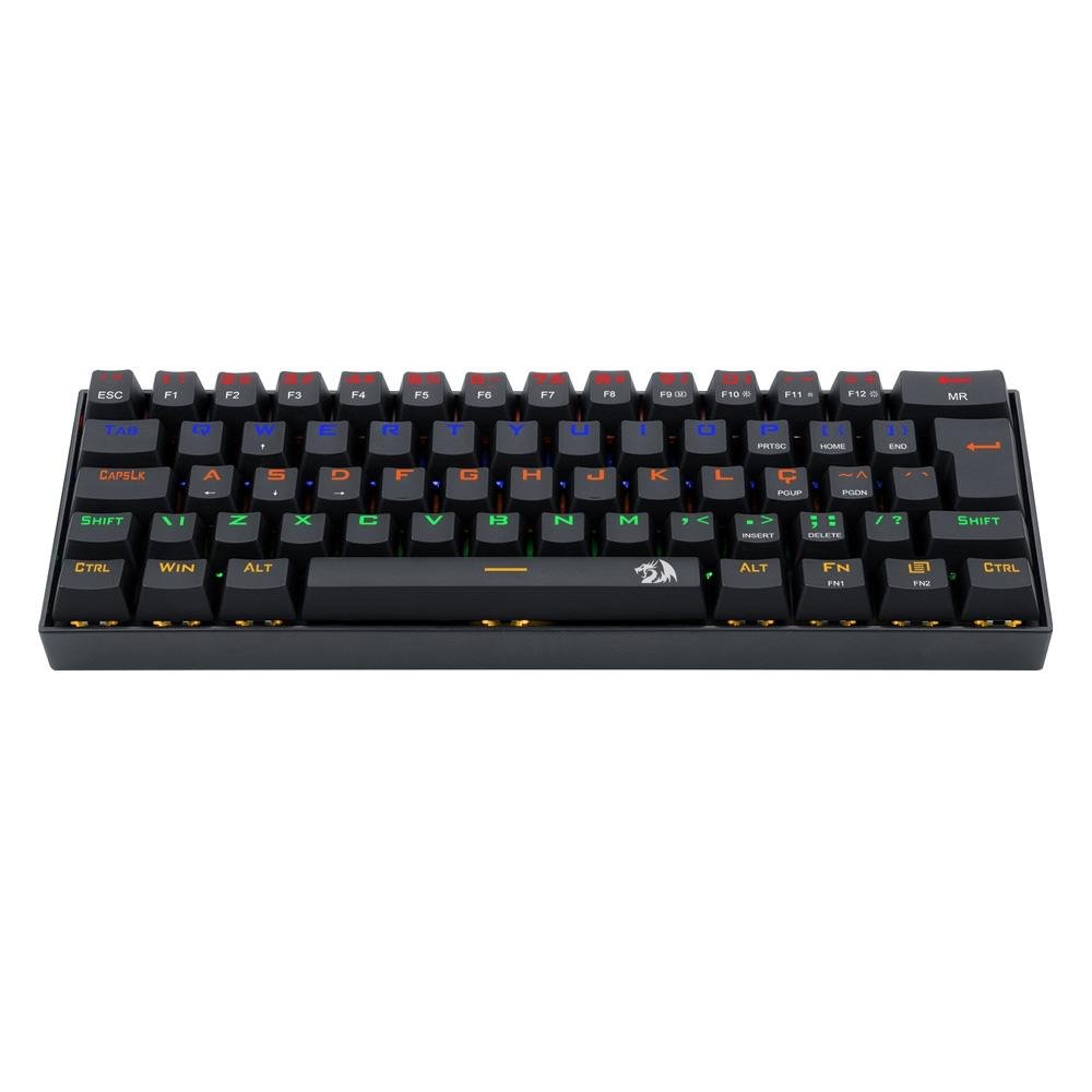 Teclado Mecânico Gamer Redragon Lakshmi K606R 60%, LED Rainbow, Switch Redragon MK II, ABNT2, Preto - K606R (PT-BLUE)