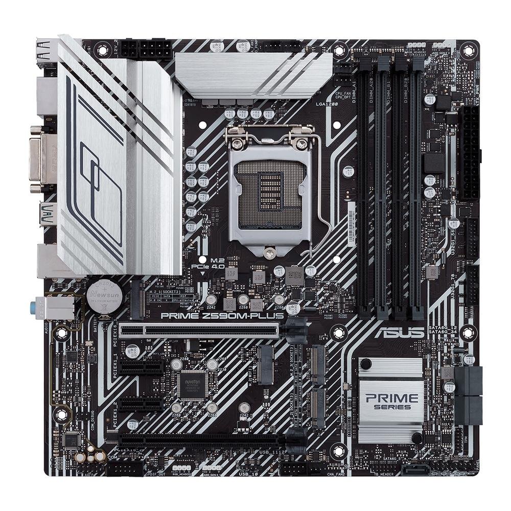 Placa-Mãe ASUS PRIME Z590M-PLUS, Intel Z590 LGA1200, mATX, DDR4, Preto - 90MB1690-M0EAY0 Placa-Mãe ASUS PRIME Z590M-PLUS, Intel Z590 LGA1200, mATX, DDR4, Preto - 90MB1690-M0EAY0