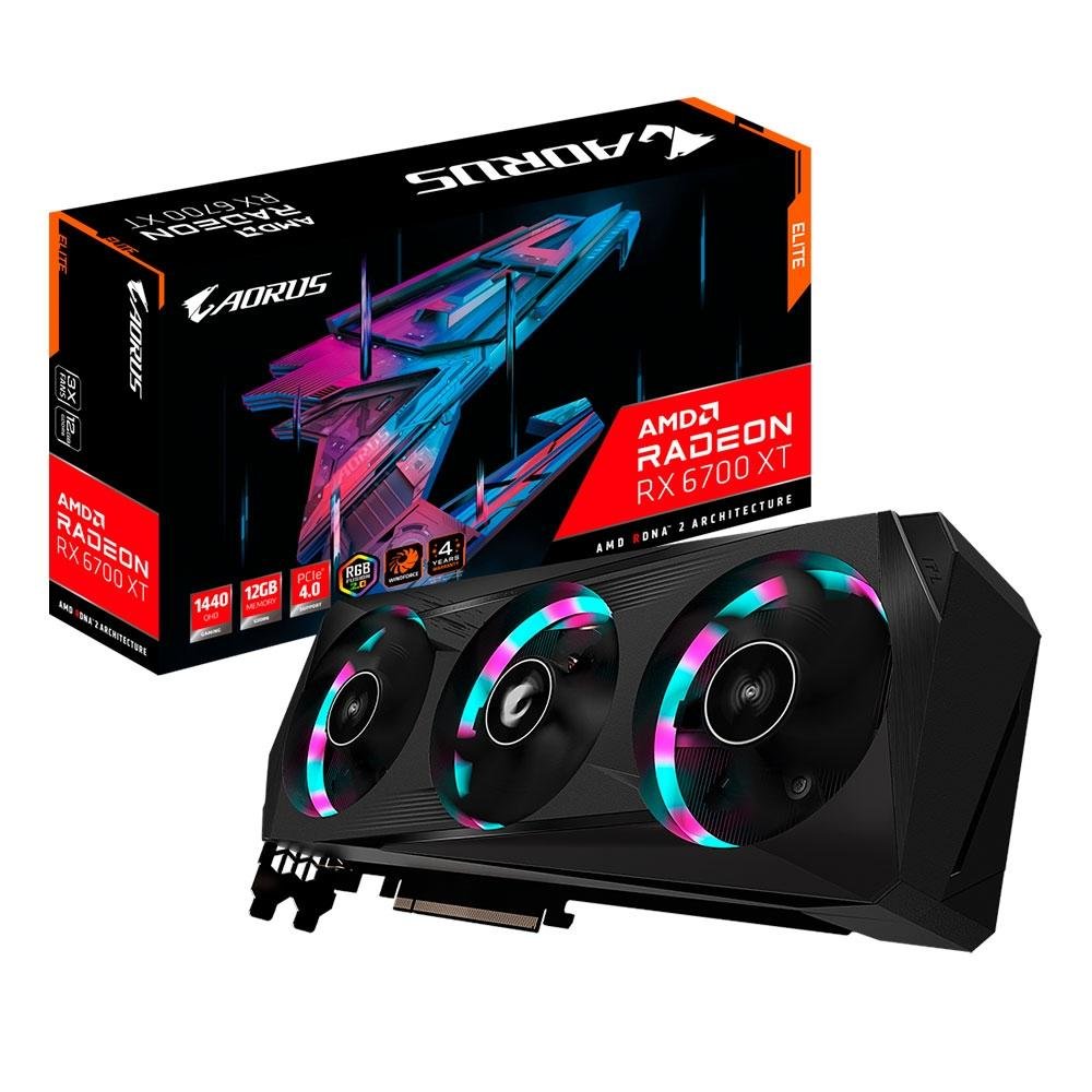 Placa de Vídeo Gigabyte Aorus Radeon RX 6700 XT Elite 12G, RGB