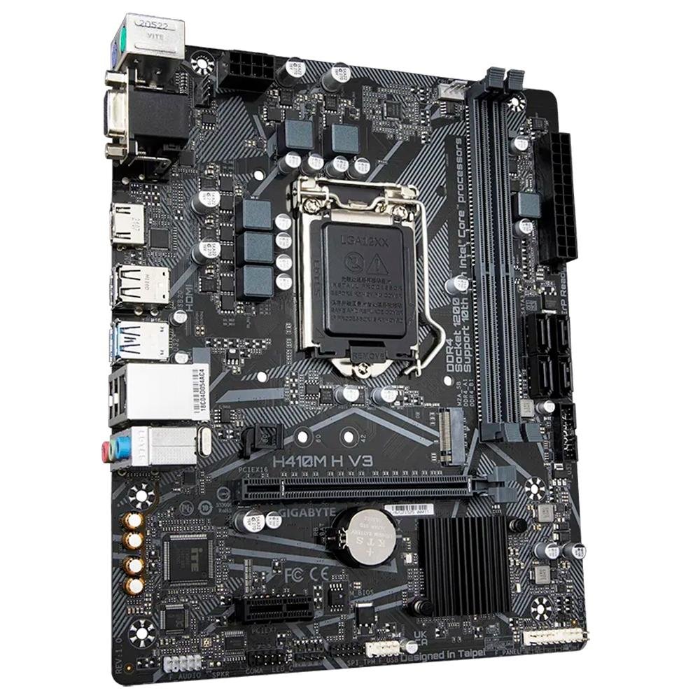 Placa-Mãe Gigabyte H410M H V3, Rev. 1.0, Intel LGA 1200, mATX, DDR4, Preto - H410M H V3 Placa-Mãe Gigabyte H410M H V3, Rev. 1.0, Intel LGA 1200, mATX, DDR4, Preto - H410M H V3