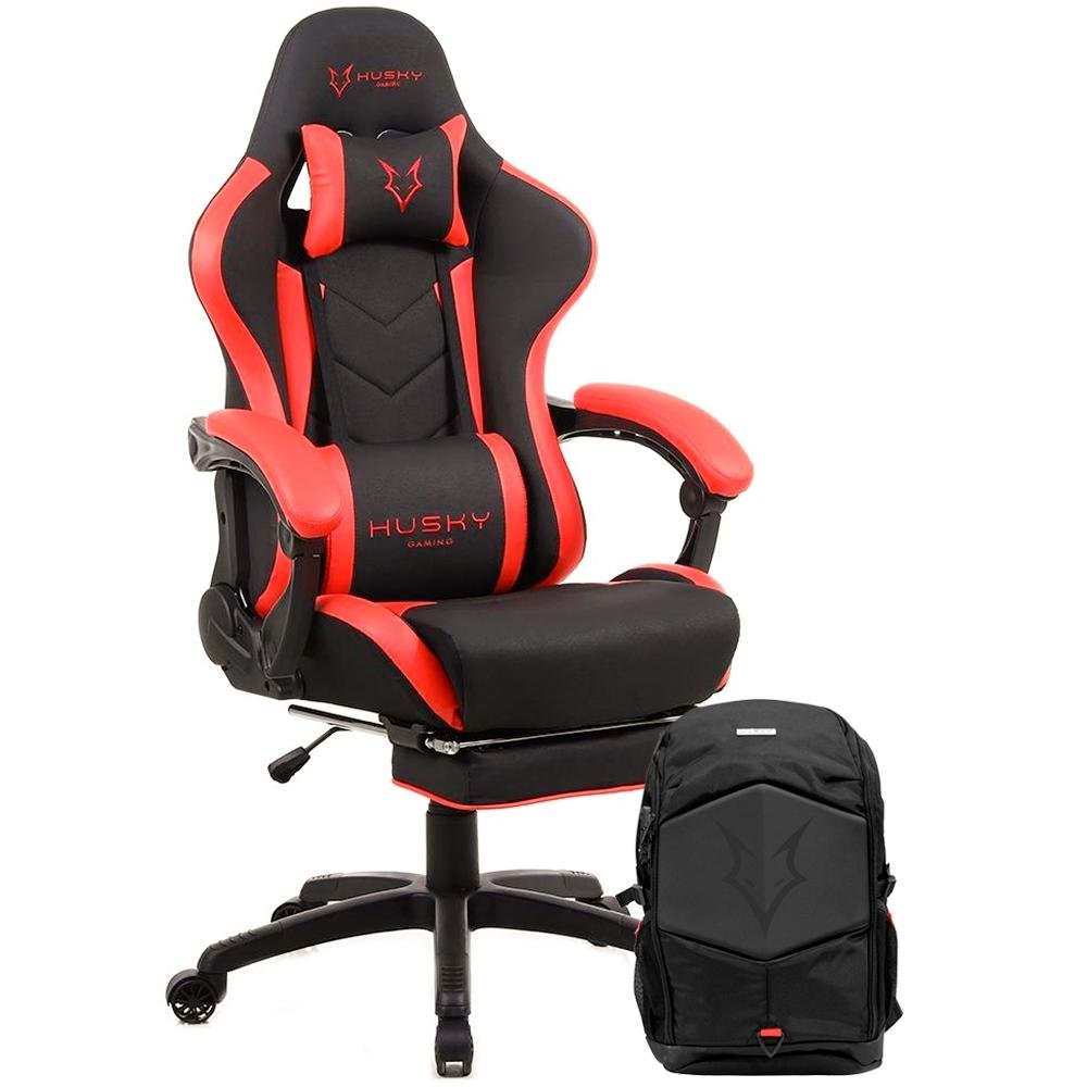 Cadeira Gamer Tempest Husky Gaming Black&Red 500 + Mochila Gamer Husky Gaming Avalanche, para Notebook de até 17.3´, Preta Cadeira Gamer Tempest Husky Gaming Black&Red 500 + Mochila Gamer Husky Gaming Avalanche, para Notebook de até 17.3´, Preta