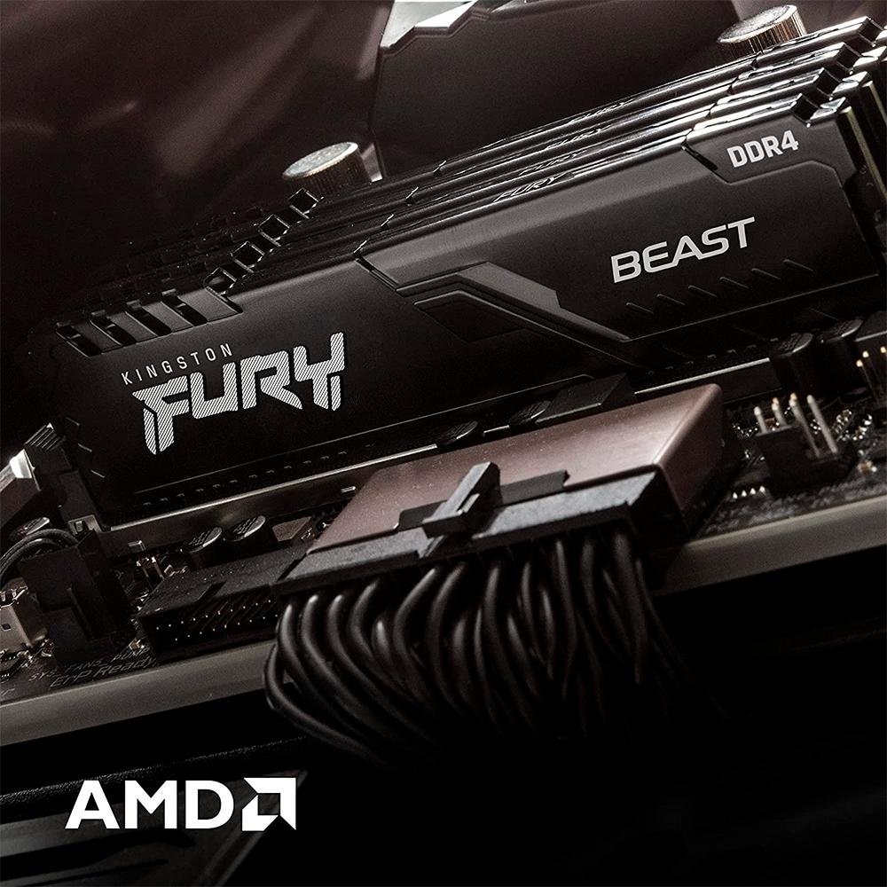 Memória Kingston Fury Beast, 32GB (2x16GB), 3600MHz, DDR4, CL18