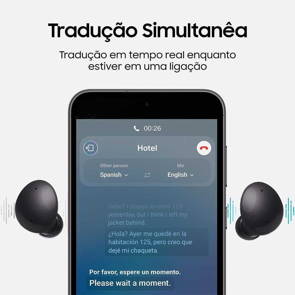 Fone de Ouvido Sem Fio Samsung Galaxy Buds 2, Bluetooth, Cancelamento de Ruído Ativo, Violeta - SM-R177NLVPZTO