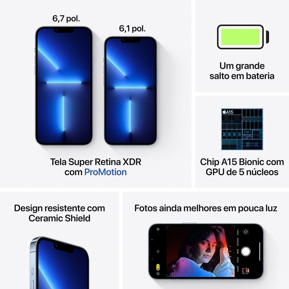 iPhone 13 Pro Max de 1TB, Azul Sierra, 5G | KaBuM!
