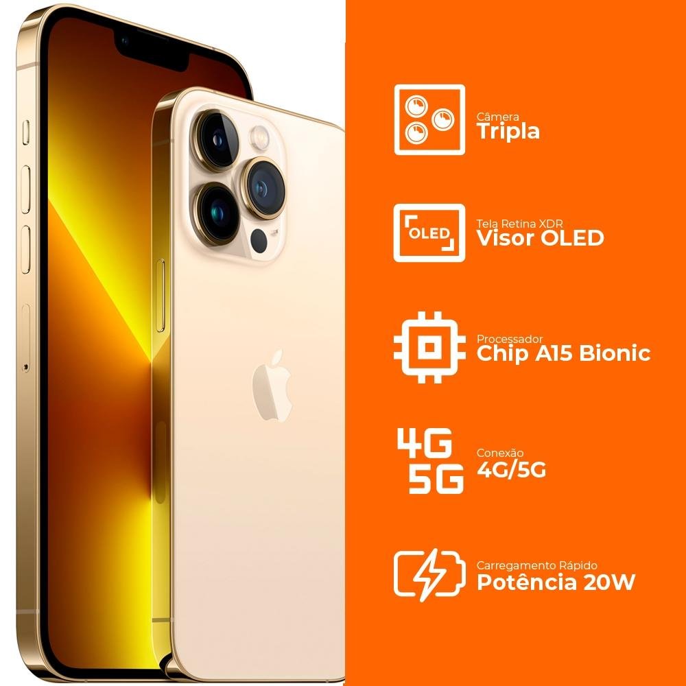 Apple iPhone 13pro 128GB ゴールド iPhone 13 Pro 128GB Dourado, 5G, Tela 6.1| KaBuM!